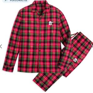 Men’s Disney festive holiday plaid Mickey cabincore flannel pajamas set NWT 3X